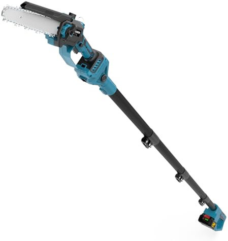 Mini Motosega 2 In 1 Con Asta Telescopica, Motore Brushless Da 2600 W, Motosega Da 8 Pollici, Oliatore Automatico E Tendicatena Senza Attrezzi E 2 * 4000 Mah, Estensibile Fino A 4,2 M Per La Potatura