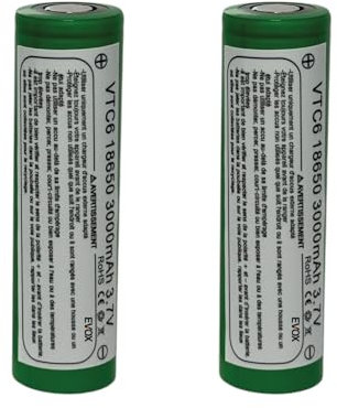 Exclu Certy Accu, Piles Rechargeables 3.7V 3000mAh – Batteries Haute Capacité Lithium-ION pour Cigarettes Electroniques, Lampe LED, Télécommande, Outils, Voiture RC, Outils Électriques (Pack de 2)
