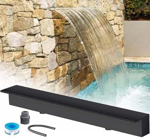 XCSCUK Waterfall Pool Fountain,Modern Water Feature Decor Fountain Spillway Kit,Wall Embedded Waterfall Runoff Outlet (11.8 inches)
