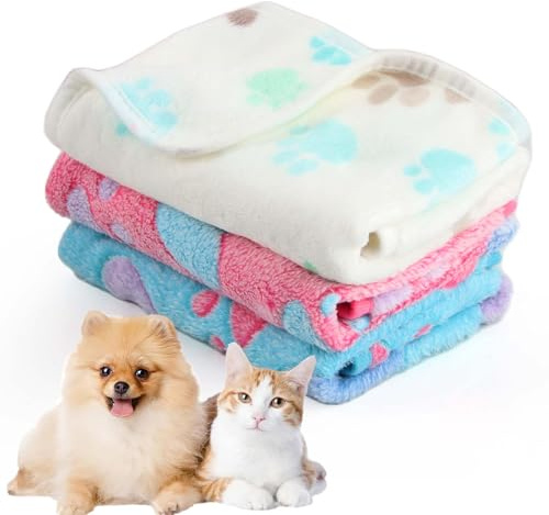 CIYIN 3 Stück Hundedecke, Kleine Flauschige Hundedecke,Hunde Decke Katzendecke Welpendecke Waschbar,Katzendecke Haustierdecke für Kleine Mittlere Hunde und Katzen (Weiß, Rosa, Blau, 60x40cm)
