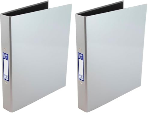 Oxford Premium A4 Ring Binder, Silver Single Folder, 25mm Capacity, Laminated Paper on Board (Pack of 2)