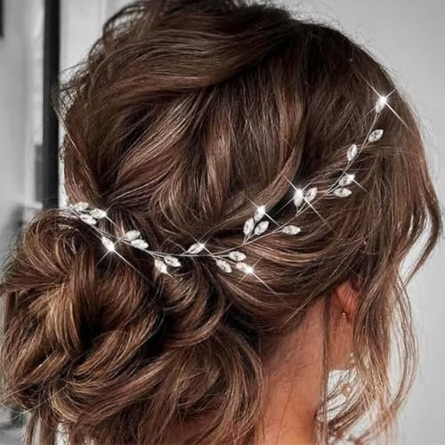 Ushiny Hochzeitshaarschmuck Silberne Haarteile Brauthaarrebe für Damen (Silber)