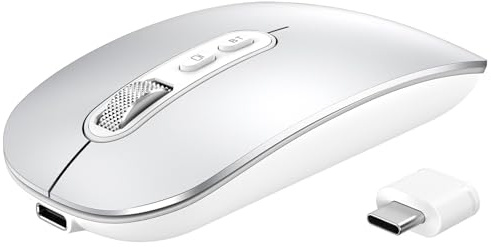 PINKCAT USB C Wireless Mouse, Rechargeable Dual-Mode Mouse(Type-c and Bluetooth), Silent Bluetooth Mice for MacBook Air/Pro, Slim Portable Travel Mice for iPad Mac Laptop PC Computer