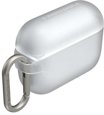 RHINOSHIELD AirPods Case mit Karabiner kompatibel mit Apple [AirPods Pro 3] | Fallschutz in Militärqualität, Kratzfest, kabelloses Aufladen - Transparent, Standard Set