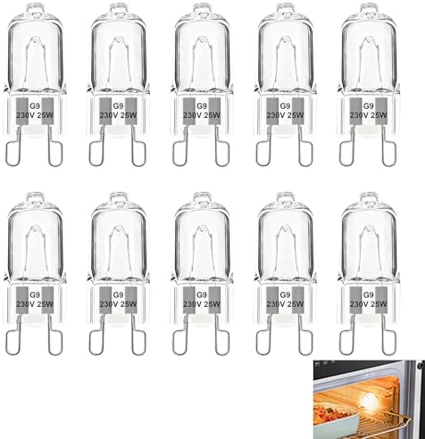 Fwobumy 10 Pcs G9 Halogen Bulbs, 25W 230V G9 Capsule Bulbs, 2800K Warm White G9 Halogen Light Bulbs for Cooker Hood, Oven, Wax Melt Burner, Extractor Fan & Household Appliances