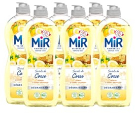 Mir Vaisselle - Liquide Vaisselle Mains - Secrets de Corse - Cédrat et Genêt Sauvage - Dégraissant - Sans Conservateurs ni Allergènes Parfum - Marque Préférée des Français - 675ml - Lot de 6
