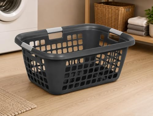 Wäschekorb Wäschewanne Plastik Kunststoff Korb Griffen (Anthrazit)