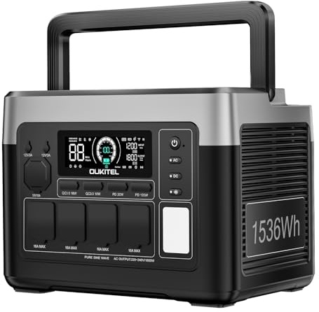 OUKITEL P1500E PLUS Tragbare Powerstation, Solargenerator 1536Wh LiFePO4 Batterie 230V 1800W 4AC Ausgängen (3600W Peak), Mobile Stromerzeuger mit UPS Funktion für Camping/Reise/Zuhause/Notfall usw