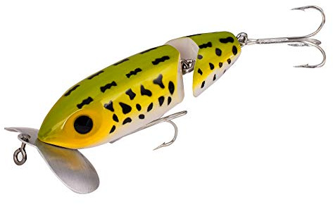 Arbogast Jointed Jitterbug Topwater Bass Fishing Lure, Excellent for Night Fishing, Frog White Belly, 2 1/2, 3/8 oz