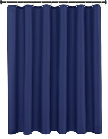 Biscaynebay Doublure de rideau de douche en tissu de qualité hôtelière - 183 x 183 cm - Bleu marine - Résistant à l'eau - Œillets résistants à la rouille - Ourlet inférieur lesté - Lavable en machine