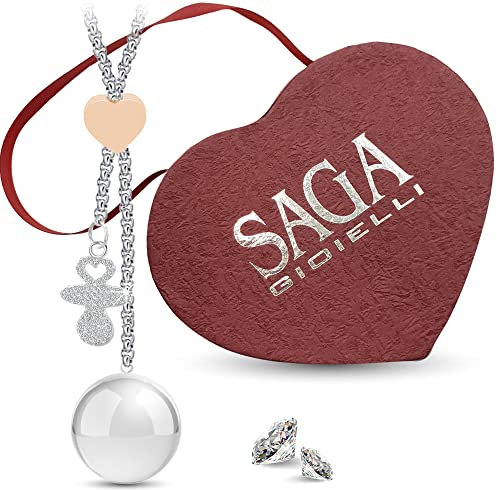 SAGA GIOIELLI COLLANA CHIAMA ANGELI GRAVIDANZA BOLA SALISCENDI LUNGHEZZA REGOLABILE CHARM CIUCCIO