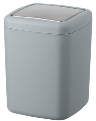 WENKO Schwingdeckeleimer Mod. Barcelona S, 3 Liter Fassungsvermögen, Tisch-Abfallbehälter mit Deckel für Küche & Esszimmer, kleiner Kosmetikeimer aus Spezialkunststoff, BPA-frei, 15 x 20 x 15 cm, Grau