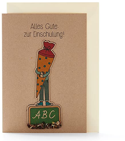 Die Stadtgärtner – Glückwunschkarte mit Saatstecker I Schöne Karte zur Einschulung mit Schultüten-Motiv I Saatpapier enthält hochwertige Wildblumen-Samen I Karte mit Umschlag I 10,5 x 14,8 cm (DIN A6)