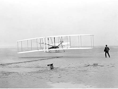 Poster, Motiv: First Airplane Wright Flyer Brothers Old Photo Large Print Wall Art Decor Picture