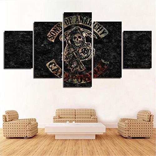 JRDWLH Gemälde 5 Stücke Sons of Anarchy Anime Poster Hd Print Bilder Wandkunst Raumdekor Leinwand Gemälde [A] Mit Rahmen