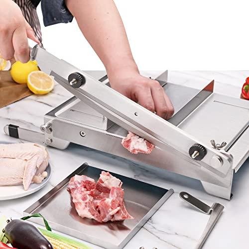 Moongiantgo Manual Meat Slicer Stainless Steel Ribs Bone Cutter Cutting Machine Chicken Duck Fish Lamb Meat Chopper Manual Cutting (KD0288)