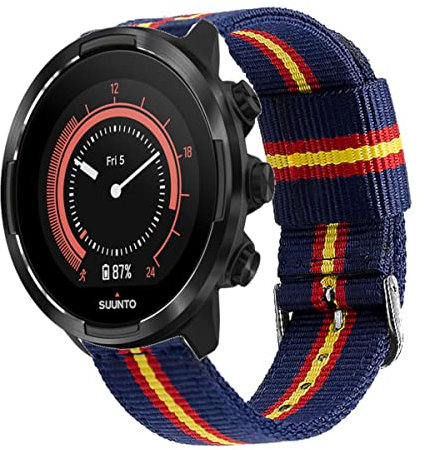 ESTUYOYA - Correa de Reloj 24mm Compatible con Suunto 9/Traverse/Diesel Smartwatch DZT2009/Fossil Q Machine Hybrid/Michael Kors Grayson Colores Bandera de España - Otan