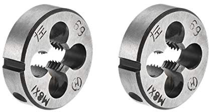 sourcing map 2St Metrische Runde Schneideisen Maschinen Linksgewinde Legierter Werkzeugstahl M8 X 1