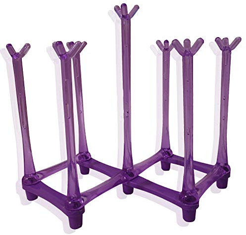 Retractable Cup Drying Rack Drinking Glass and Sports Bottle Drainer Stand,Plastic Bag Dryer for Kitchen Dish Drainer with 7 Plastic Mug Tree Hooks