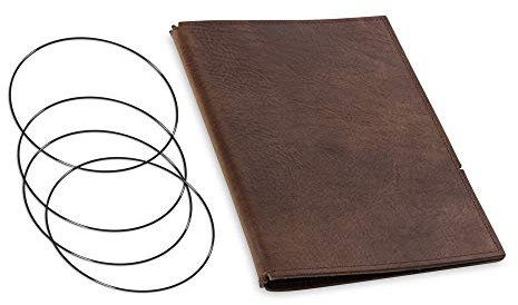 A5, revolutionäres, nachhaltiges X17-Konzept für Notizbuch, Personal Organizer und Terminplaner/Hülle für 3 Hefte! Belgisches Leder dunkel-braun, Kastanie, Made in Germany,17 Jahre Garantie*