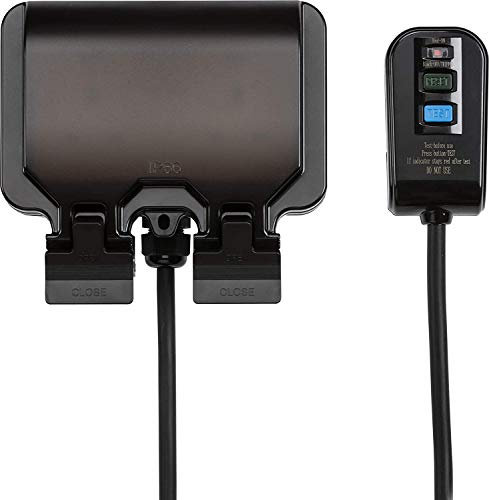 Manningham Lighting IP66 Outdoor Weatherproof Double Switched Power Socket Kit RCD Protected Plug 3M Flex Wire Cable 13A 2 Gang Storm Waterproof