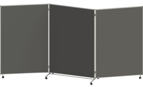 eurokraft | Präsentationswand | faltbar und mobil | HxBxT 1905 x 3640 x 500 mm | dunkelgrau