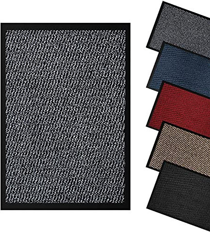 Domats - Dirt Trapper Door Mat for Indoor & Outdoor - Non Slip Mat with Rubber Backed - Washable Rug Mats for Floor & Carpet - Entrance Doormat for Home, Kitchen, Office & Garden (60 x 90 cm || Grey)