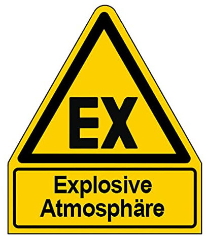 Aufkleber Gefahr EX „Explosive Atmosphäre“ Kombi Symbol + Text Warnzeichen Folie ähnl. ISO 7010 | Größe wählbar Made in Germany, Größe: 52x61 mm