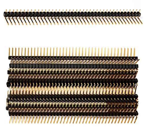 Chanzon Pin Header Strip for Arduino Gpio 40 pin x 10pcs Male Headers Pins Rignt Angle 90 Degrees Single Row Gold Plated Pitch 2.54mm 0.1 inch Breakaway for PCB Connector Machine Breadboard