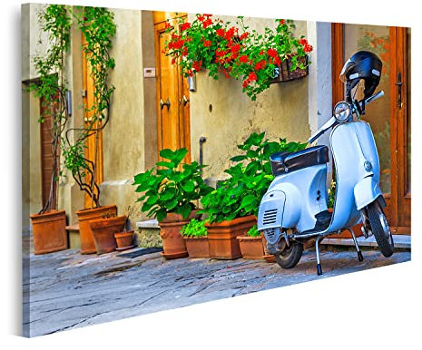 islandburner Bild auf Leinwand Vespa Roller Italienisch Pienza Toskana Bilder Wandbilder Poster