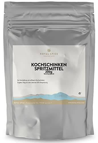 Royal Spice Schinken Spritzmittel 200g - Mit der Komplettmischung im Handumdrehen zum selbstgemachten Kochschinken - Saftigkeit, zarter Biss & stabiles Fleischrot wie vom Metzger