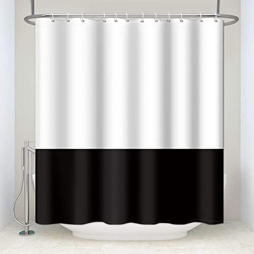 SDOTPMT 180x198cm Blanc Le Noir Rideau de Douche Simple Thème Classique Traditionnel - Tissu Polyester Étanche pour Salle de Bain avec Crochets