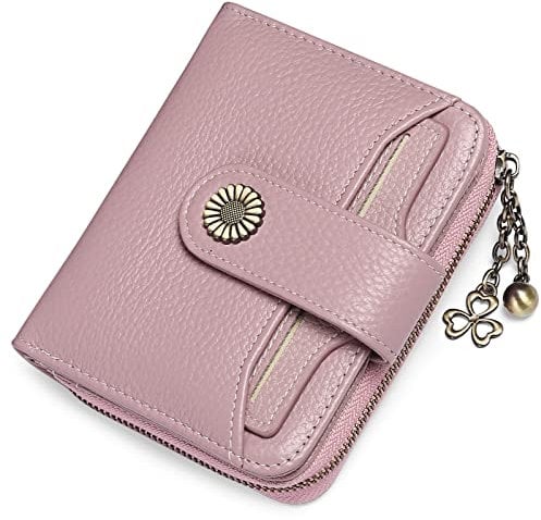 SENDEFN Geldbörse Damen Klein,Geldbeutel Frauen Echtes Leder,mit Münzfach Kleines Zipper Brieftasche Kartenhalter mit RFID Blocker (Cq-Lavendel)