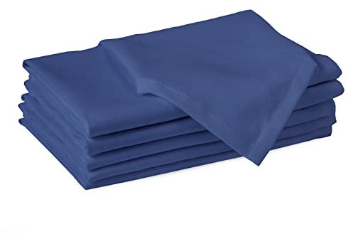 Encasa XO Baumwollstoffservietten | 6er-Set | Größe 43x43 cm | Kobaltblau Volltonfarbe | Waschmaschinenfest