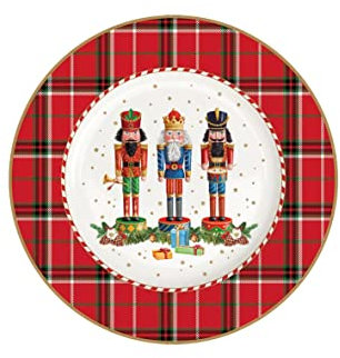 EASY LIFE Servizio 18 Piatti natalizio VINTAGE NUTCRACKER in porcellana Ø 26,5xØ21,5x19