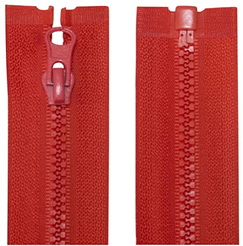 AERZETIX - C63885-2er-Set Reißverschlüsse Nr. 3 mit zähnen aus gespritztem Kunststoff 75 cm trennbar - metallschieber - rot - reißverschluss für Kleidung nähen jacken kurzwaren