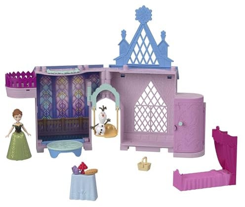 DISNEY Frozen - Annas Schloss in Arendelle-Puppenhaus mit Schaukel, Ballsaal, Geheimzimmer, Olaf, Bett, Tisch und Leckereien, für Kinder ab 3 Jahren, HPV77