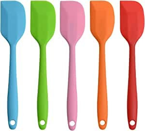 Teigschaber Set, 5 Stück Set Spachtel Silikon, hitzebeständige Backlöffel Silikon Spachtel mit Metallkern Hitzebeständig bis 500°F für Kochen und Backen