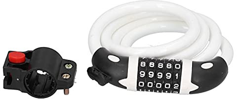 Pilipane Candado De Contraseña De Bicicleta Candado De Combinación De Código De 5 Dígitos, Candado De Bicicleta con Números, Candado De Anillo De Robo De Seguridad De Bicicleta, Eslabones (White)