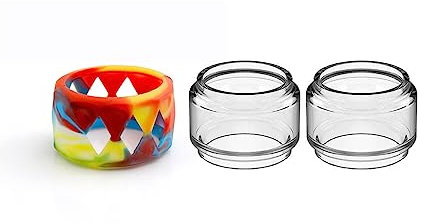 WratryParts 3 en 1 - Tapa antipolvo de repuesto para tanque de vidrio de burbujas para Zeus X, Zeus Sub Ohm, Zeus Dual, Zeus X Mesh RTA Tank (con anillo multicolor)