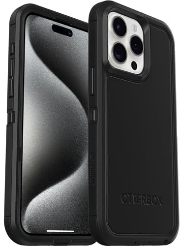 OtterBox Defender XT Case for iPhone 15 Pro Max with MagSafe, Shockproof, Drop proof, Ultra-Rugged, Protective Case, 5x Tested to Military Standard, Black, No Retail Packaging