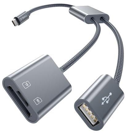 Lector de Tarjetas SD USB C,Tipo-C Micro SD Adaptador Tarjeta Memoria,SD/TF Photo Viewer para iPhone 15 Pro MAX Plus,Galaxy S23 S22 S24 Ultra,A54,Mac,Pro,iPad Air 4 Mini 6,PC,Portátil,Cámara,Android