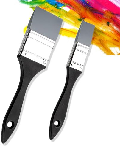 2Pcs Silicone Paint Brushes,1 Inch and 2 Inch Flat Silicone Paint Brushes,Wide and Narrow Solid Flat Flexible Paintbrush Set Color Shaper Painting Tool for Acrylic Paints and Watercolor