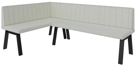 FURNISTAR Eckbank Akiko Metal A - Eckbankgruppe für Ihrem Esszimmer, Küche modern, Sitzecke, Essecke. Perfekt für Küche, Büro und Rezeption. Solide und Starke Verarbeitung. (128x196-Links-Inari22)