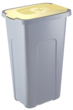 PAFEN Großer Mülleimer 30l mit Deckel – Abfallbehälter 550 x 275 x 370mm - Abfalleimer für Trennen Abfalltonne Mülltrennung Abfallsammler, Gelb
