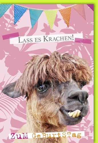 Verlag Dominique Geburtstagskarte lustig Lama mit Zähnen - mit Umschlag