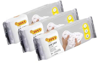 Jovi - Kit Air Dry de 3 uds de 250gr, arcilla de secado al aire, Blanco | Pasta para modelar sin horno, no tóxica y sin gluten