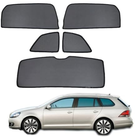 Sonnenschutz für Seitenscheiben Auto Magnetisch Vorhang für Golf 6 Variant 2009-2013 UV Schutz Fenster Sonnenblende Zubehör für Baby Kinder Haustiere Schwarz,5pcs