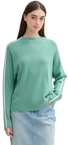 Tom Tailor Denim Damen Relaxed Fit Strickpullover mit Stehkragen