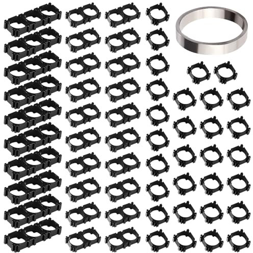 KUOQIY 60 PCS 18650 Li-ion Battery Holder Stand Kit, 1/2/3 Cell 18650 Lithium Battery Bracket Holder, Cylindrical Battery Pack Bracket, with 3m Nickel Strip, for 18650 Li-ion Battery